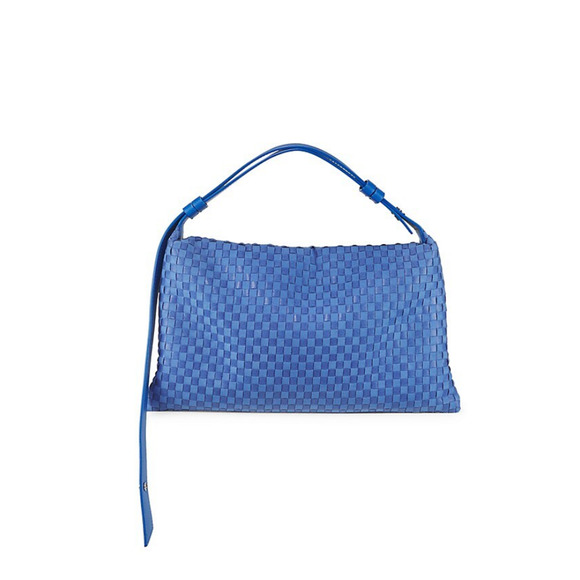 Simon Miller Puffin Woven Vegan Leather Shoulder Bag Blue 220005